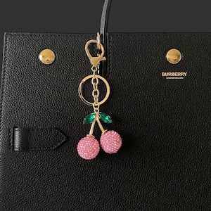 Bling Cherry Bag Charm: Handmade Beaded Purse Accessory
