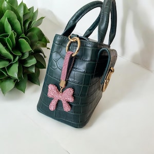 Handmade Beaded Bow Bag Charm: Boho Purse Accessory
