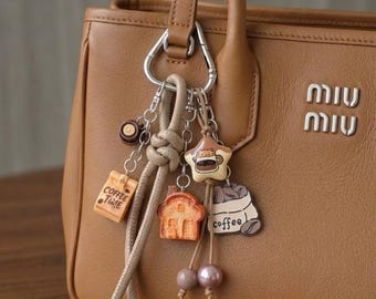 Ultimate Coffee Lover Carabiner Bag Charm, Cute Café Aesthetic Keychain, Purse Accessory