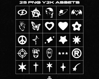 Y2K Streetwear Aesthetic Icons & Symbols 25 Assets for Logos 