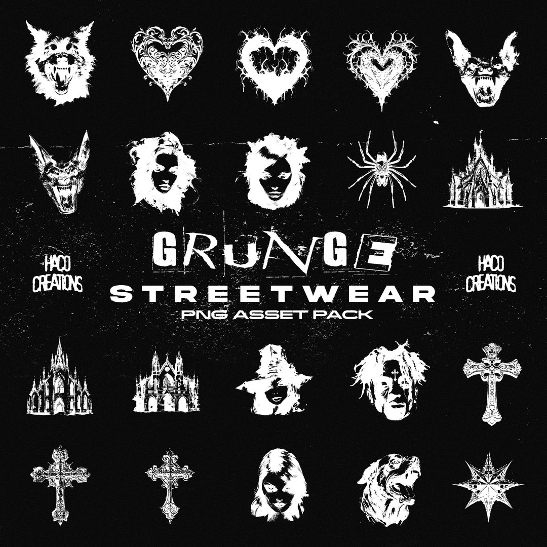 Grunge Streetwear Y2K Icons & Symbols 25 Assets for Logos Clothing Graphic Design Streetwear Start-up Clothing Brand Assets - Etsy Canada Grunge Streetwear Y2K Icons & Symbols 25 Assets for Logos Clothing Graphic Design Streetwear Start-up Clothing Brand Assets - Etsy Canada