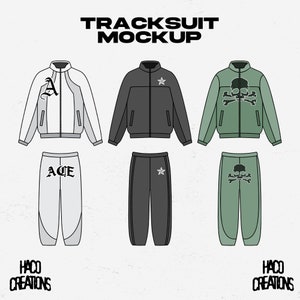 Streetwear Shell Tracksuit Vector Mockup Template for Clothing Designers Illustrator PNG File Photoshop and Procreate Clothing Brand