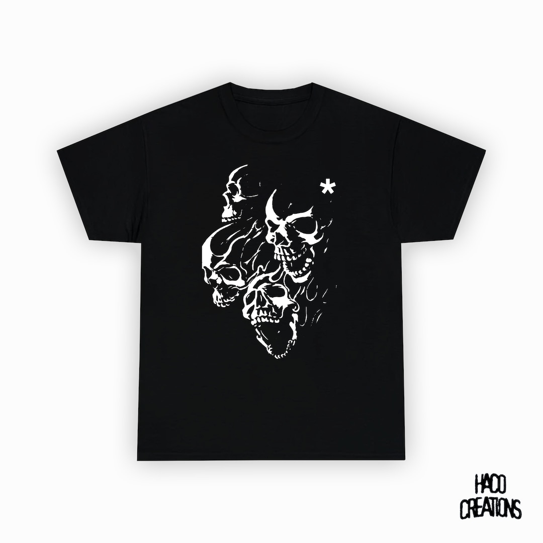 Streetwear Opium Style Rock Hardcore Cotton Skull T-Shirt main image 0