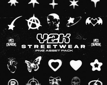 Y2K Streetwear Aesthetic Icons & Symbols | 25 Assets For Logos | Clothing | Graphic Design | Streetwear Start-up | Clothing Brand Assets