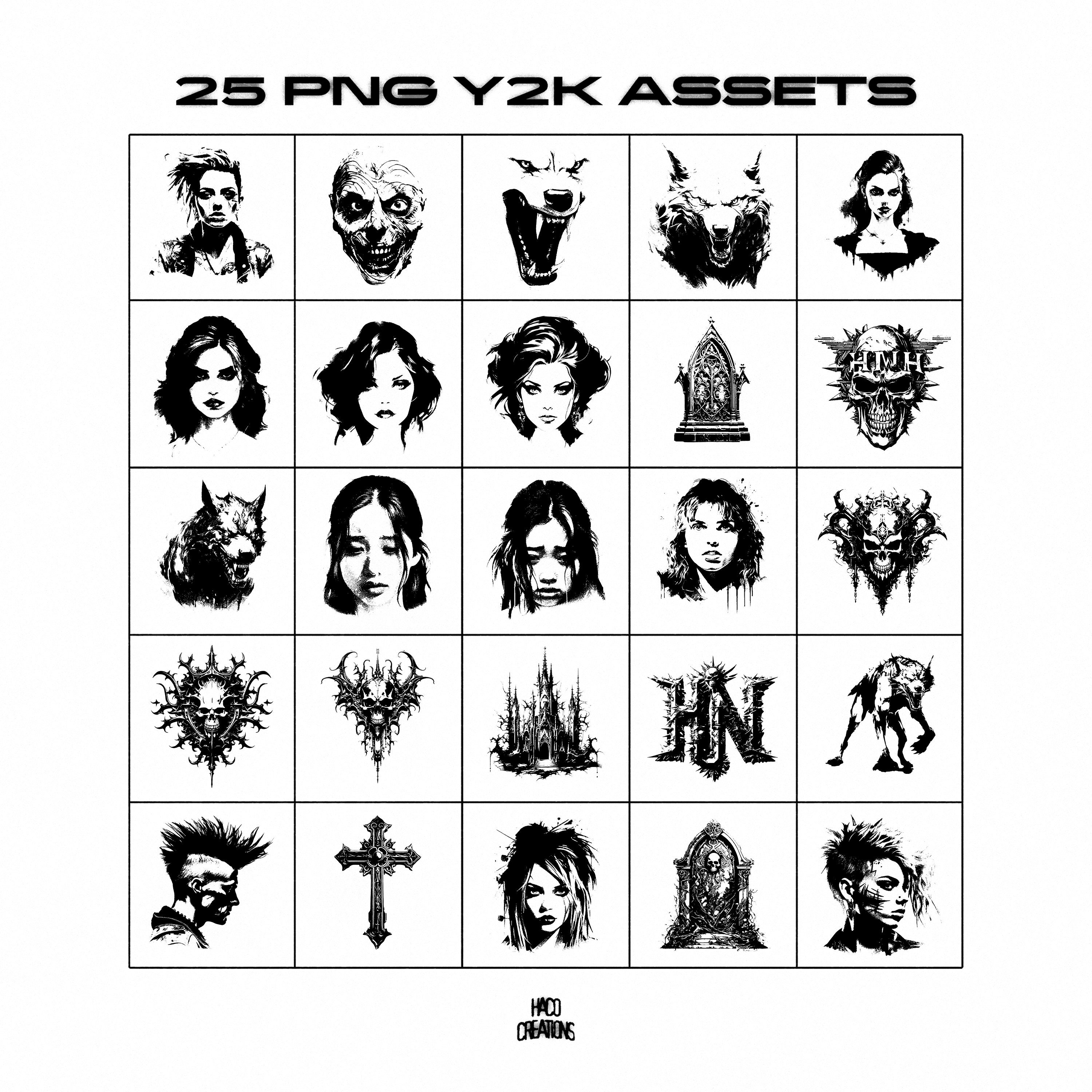Opium Streetwear Y2K Icons & Symbols | 25 Assets for Logos