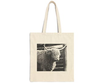 Highland Cow Cotton Canvas Tote Bag