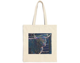 Highland Cow Cotton Canvas Tote Bag