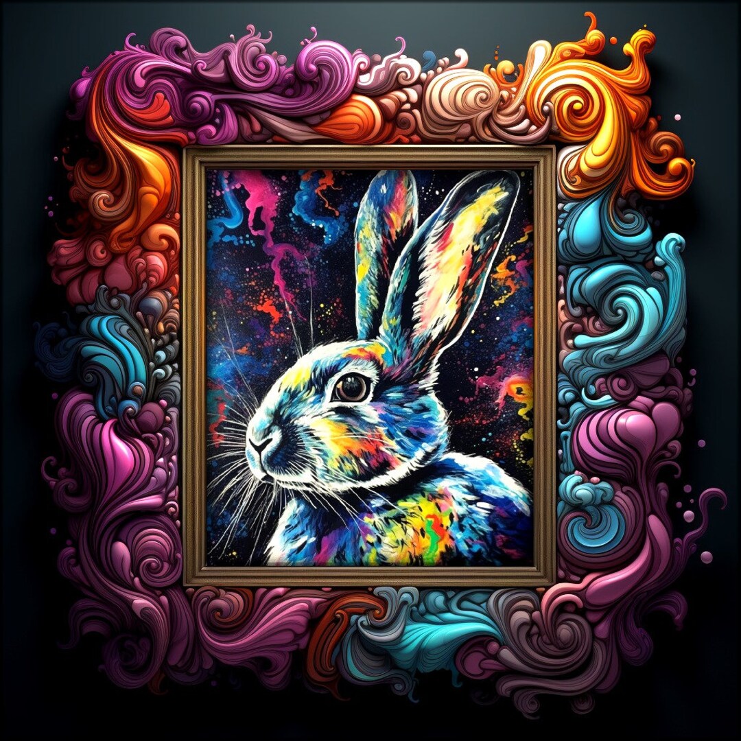 Psychedelic Trippy Bunny Poster Alice in Wonderland Print for Trippy ...