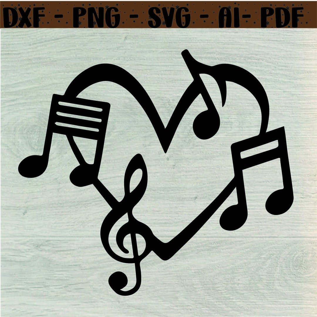 Heart Music Notes Svg, Music Note Heart Svg, Heart Love Symbol Svg