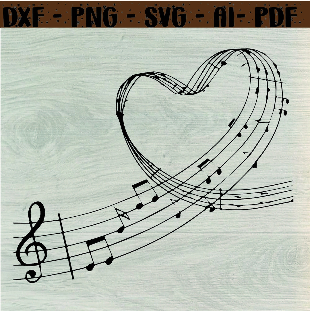 Heart Music Notes Svg, Music Note Heart Svg, Heart Love Symbol Svg