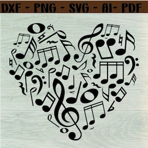 Music svg, Music Notes svg, Musical svg, Sheet Music svg, digital file, PNG, Cut file for Cricut, Silhouette, Song SVG, Music Heart SVG,svg