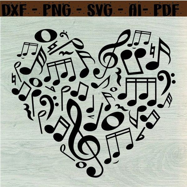 Music svg, Music Notes svg, Musical svg, Sheet Music svg, digital file, PNG, Cut file for Cricut, Silhouette, Song SVG, Music Heart SVG,svg