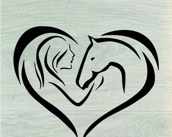 Horse SVG Heart SVG, DIgital Download Horse SVG, I love Horses Svg, Beautiful Horse Svg, Horse Head svg, Horse Silhouettes for Cricut, Png,