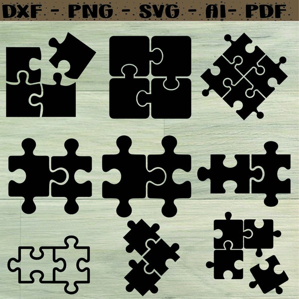 Puzzle Svg, Jigsaw Svg, Puzzle Pieces Bundle, Heart Puzzle svg, Heart Jigsaw Svg, Puzzle Piece Svg, Puzzle Pieces Instant Download SVG, PNG
