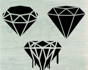 Könnte beinhalten: Drei schwarze Diamantenformen, eine davon mit einem Tropfeffekt. Die Diamanten sind weiß umrandet und haben ein geometrisches Design.