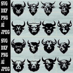Bison head SVG, Bison Png Files,Bison bundle, Cut File Bison for Cricut, Bison head Silhouette, Animals Clipart,Bison Svg Bundle, Bison Cut