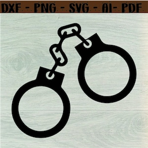 Handcuffs Svg Hand Cuffs Svg Police Svg Silhouette Vector Police Png Dxf Svg For File Decal Image Cnc Laser Cutter Clipart Vector