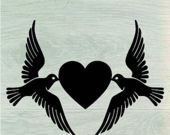 Dove and Heart, Spring Love Svg, Dxf, Png, Jpg,two Love Doves