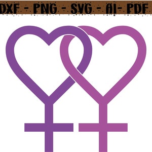 Lesbian Love Svg, Rainbow Flag, Female Gender Symbol, Lgbtq Pride. Clip art, Vector Cut file Cricut, Silhouette, Pdf Png Dxf Eps, Sticke