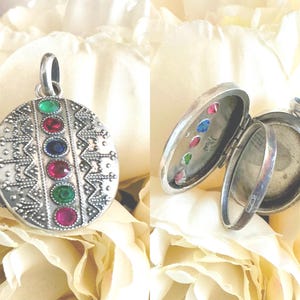 A Rare Beautiful art nouveau 1900 double SILVER ANTIQUE LOCKET stunning jewel cabochons Belle Epoque Era Perfect Gift Bride Mother day Prom