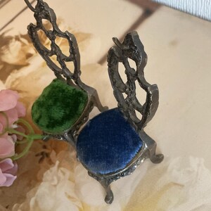 2 VINTAGE POCKET Antique WATCH Holders Plush Velvet Seats vintage Miniature Chairs Hooks 4 Jewellery Rosaries Bracelets Fancy Doll Houses