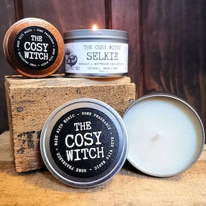 Selkie 6.8oz Candle - Driftwood and Rock Salt Scent - vegan coconut and rapeseed wax