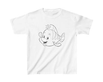 T-Shirt, Kids Flounder from The Little Mermaid Shirt Vacation Holiday Family Trip Unisex shirt Gift Disneyland Disney World, Children's Tee,