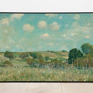 Countryside Landscape and Scenery - Vintage Printable Art - Instant Digital Download Print Artwork Painting - Grassy Hillside France - 4986
