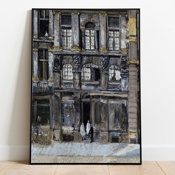 Muted Paris Buildings - Vintage Printable Art - Instant Digital Download Print Artwork Painting European Houses Street Road Tonal Moody 2745