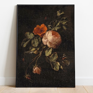 Stillleben Gemälde von Rosen - Vintage druckbare Kunst - Sofortiger digitaler Download Druck Kunstwerk Gemälde - Blumenstrauß Bauernhaus e354