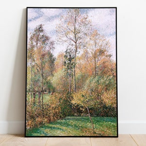 Autumn Forest Clearing Landscape - Vintage Printable Art - Instant Digital Download Print Artwork Painting - Trees Fall Harvest Woods - h678