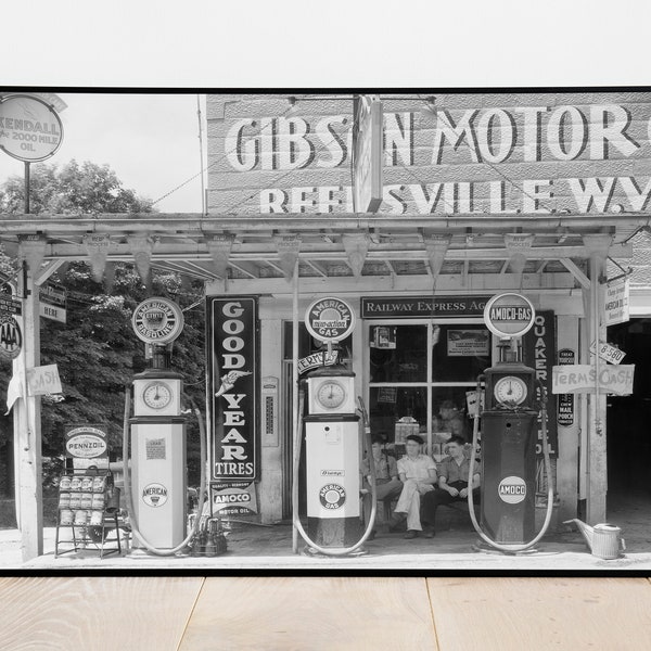 Vintage Gas Station Photo - Vintage Printable Art - Instant Digital Download Photograph Print - Filling Pump Antique Store Picture - 2963