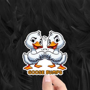 Goose Bump Sticker: Fist-Pumping Geese, Weatherproof Vinyl Decal