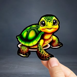 Adorable Sea Turtle Sticker: Glossy Vinyl Decal