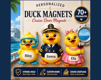 Personalized Cruise Duck Magnet | Signature Stateroom Souvenir | Custom Name Door Décor