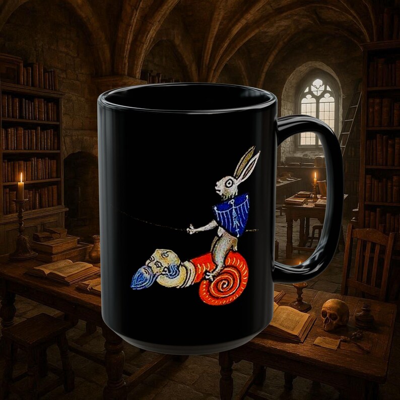 Medieval Rabbit Riding a Snail Mug, Funny Fantasy Battle Illustration ...