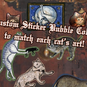 50 Medieval Cat Sticker Pack, Funny Art History Stickers image 9
