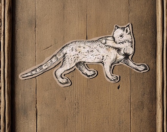 Funny Medieval Cat Sticker: Crude Humor Die-Cut Decal