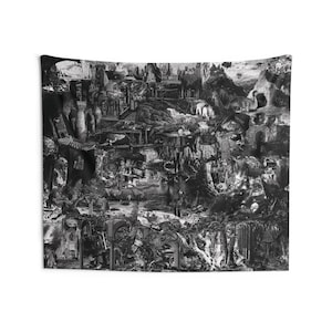 The Cave of Wonder- Retro Surrealist Collage Tapestry - 60&quot;x 50&quot; - Vintage Collage - Art Tapestry - Wall art - Surreal Artwork Large