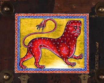 Medieval Cat Painting Sticker: Funny Animal Laptop Decal