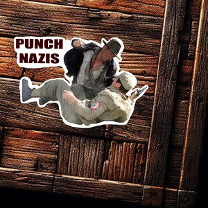 Anti fascismo Punch Nazis Indiana Jones engraçado Adesivo Pacote a granel 2 pacote, 5 pacote, 38-72 unidades pacotes de desconto Contorno branco ou laranja