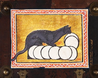 Funny Medieval Cat Painting Sticker: Laptop, Journal Decal