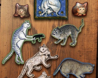 Funny Medieval Cat Stickers - 8 Pack - Goofy Historic Art