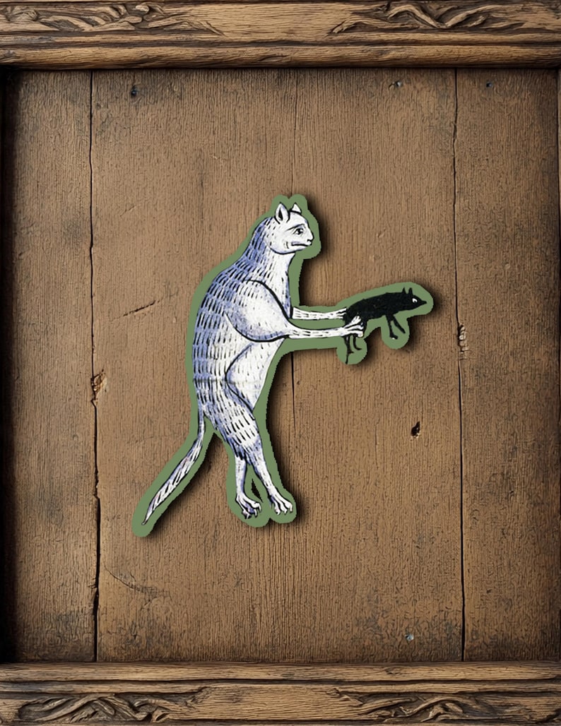 50 Medieval Cat Sticker Pack, Funny Art History Stickers image 4