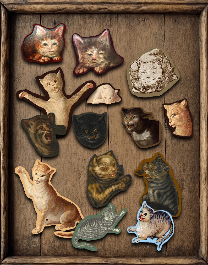 50 Medieval Cat Sticker Pack, Funny Art History Stickers image 3