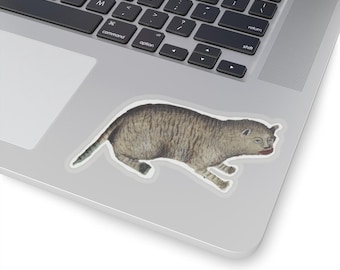 Lustige Mittelalterliche Katze Vinyl Aufkleber, Goofy Cat Art