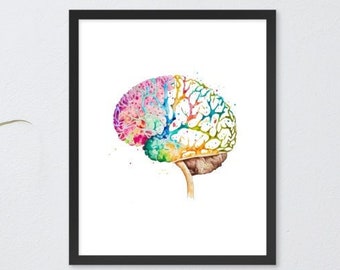 Colorful Brain Anatomy Poster: Neuroscience Art Print