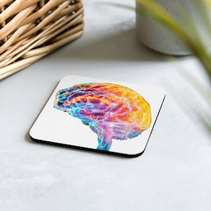 Vibrant Brain Anatomy Cosmic Colourful Unisex Coaster, Neurology Neuroscience Neuro, neurologist gift - Brainstorm