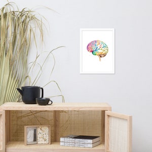 Watercolor Brain Framed Poster: Neurology Anatomy Art
