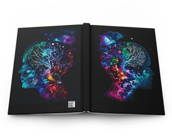 Caderno de capa dura Cérebro Cósmico – Presente de Neurologia Colorido